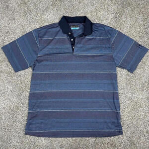 PGA Tour Golf Performance Polo Shirt Mens Sz L Blue Stripes Stretch